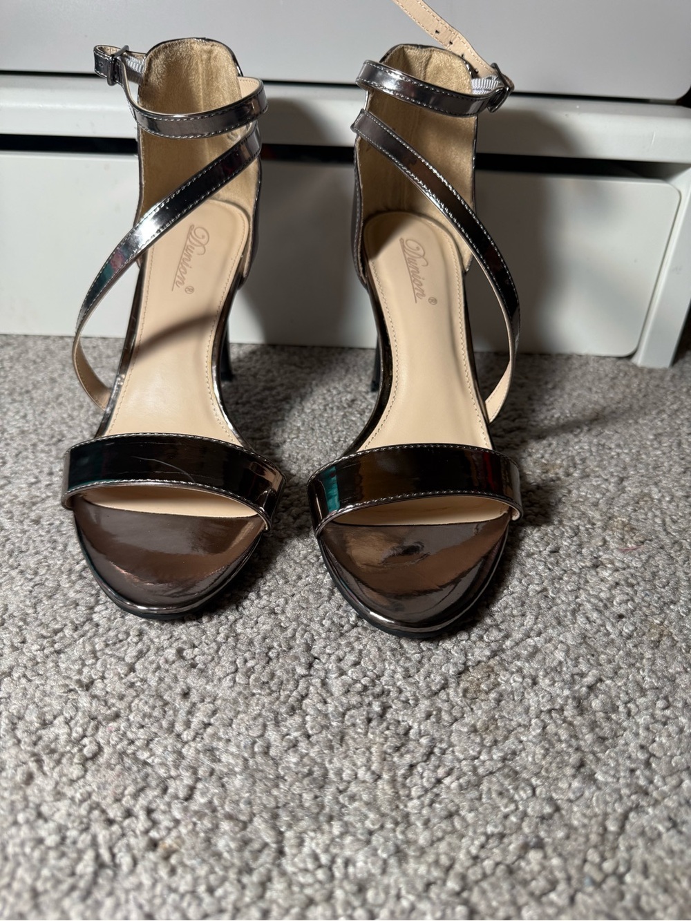 Dreamers Metallic Brown-Strap Ankle Wrap Heels